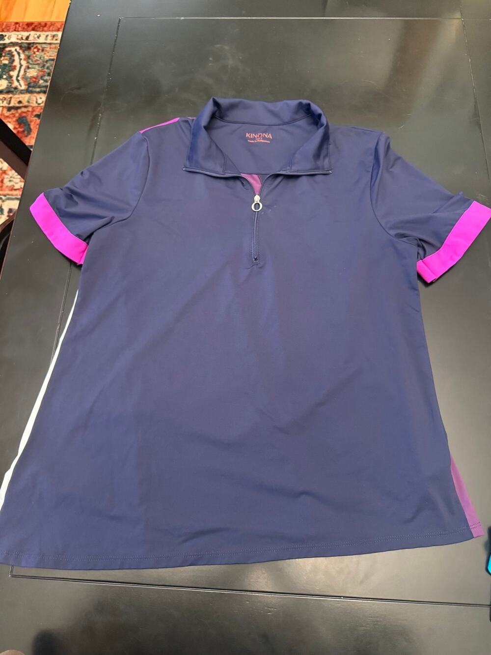 KINONA Women's Golf Polo Size Small Navy Pink Colorblock 1/4 Zip Performance